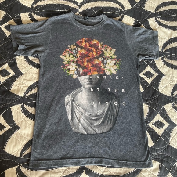 Tultex Other - SOLD❤️ PANIC! AT THE DISCO Y2K T Shirt Gray 2000s Emo Punk Vintage